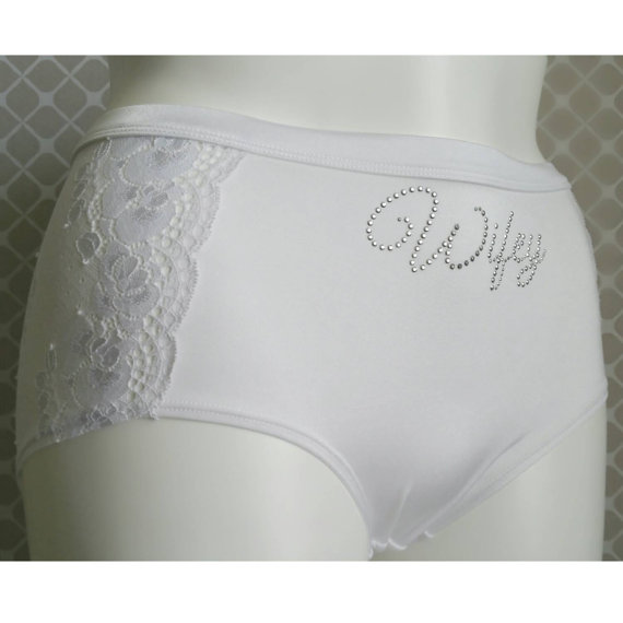 Hochzeit - Bridal panties (Plus size): White Wifey Hipster with Side Lace - Personalized Bridal Panties - 1X 2X 3X