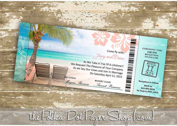 Hochzeit - Destination Wedding Invitation / DIY / Print Your Own / Boarding Pass Wedding Invitation / Plane Ticket Invitation / Cruise Ship Ticket 