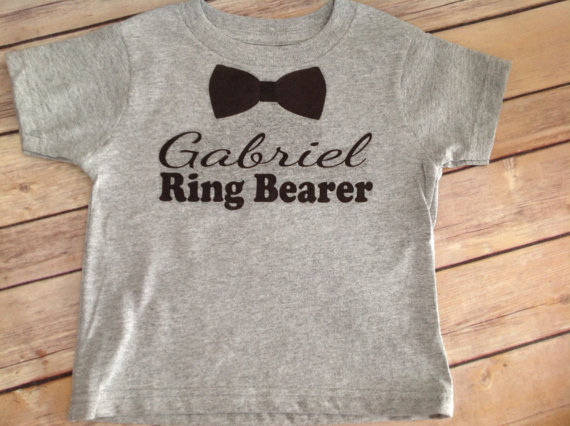 Свадьба - Personalized Name Ring Bearer T Shirt or One Piece WHITE