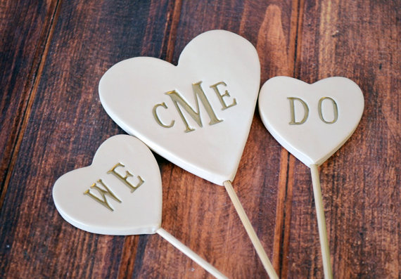 Wedding - PERSONALIZED Heart Wedding Cake Topper with Monogram and We Do Toppers