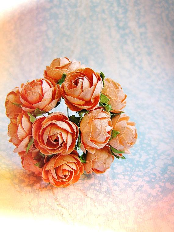 زفاف - Apricot Garden Roses Vintage style Millinery Flower Bouquet - for decorating, gift wrapping, weddings, party supply, holiday