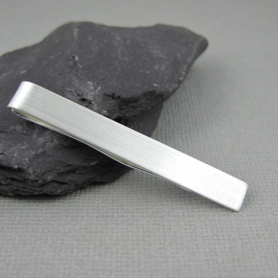 Wedding - Sterling Silver Tie Bar, Tie Clip, Mens Accessory, Grooms, Groomsmen, Anniversaries, Fathers Day & Birthday Gift