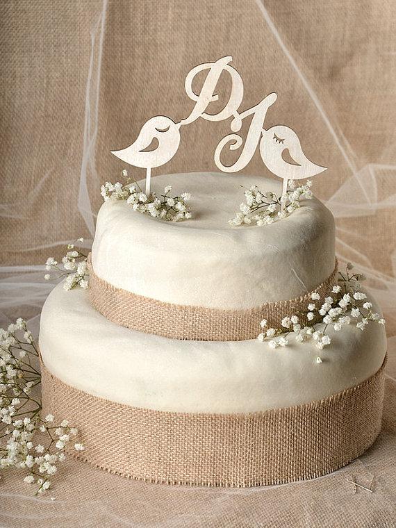 Rustic Cake Topper Wood Monogram Lovebirds Wedding Rustic Cake Topper Wood Monogram Lovebirds Wedding