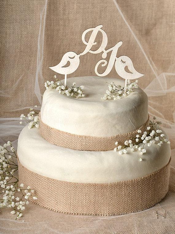 زفاف - Rustic Cake Topper, Wood Cake Topper, Monogram Cake Topper, Lovebirds  Cake Topper, Wedding Cake Topper,