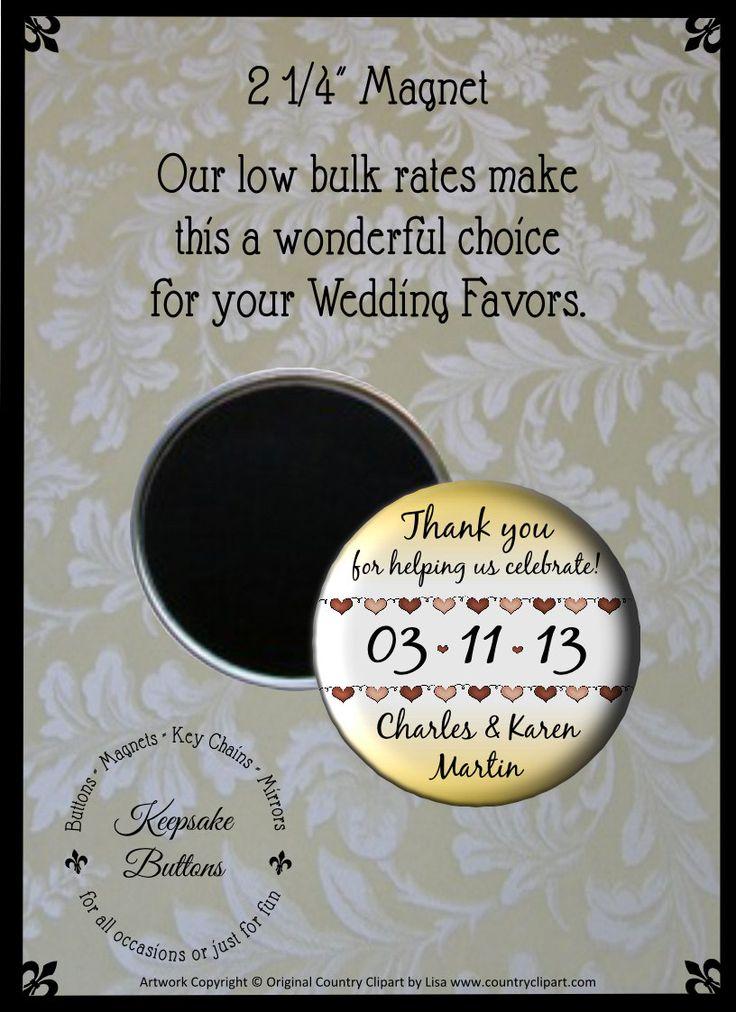 Свадьба - 2.25" Custom Wedding Magnet, Wedding Favors, Wedding Keepsake, Refrigerator Magnet,
