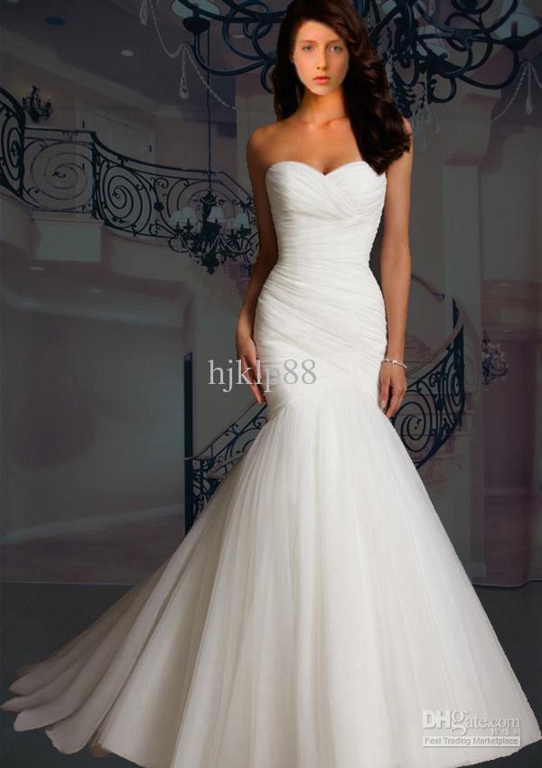 Свадьба - Custom Made Elegant 2013 New Sweetheart Strapless Mermaid Tulle Wedding Dresses Bridal Dresses, $104.82 