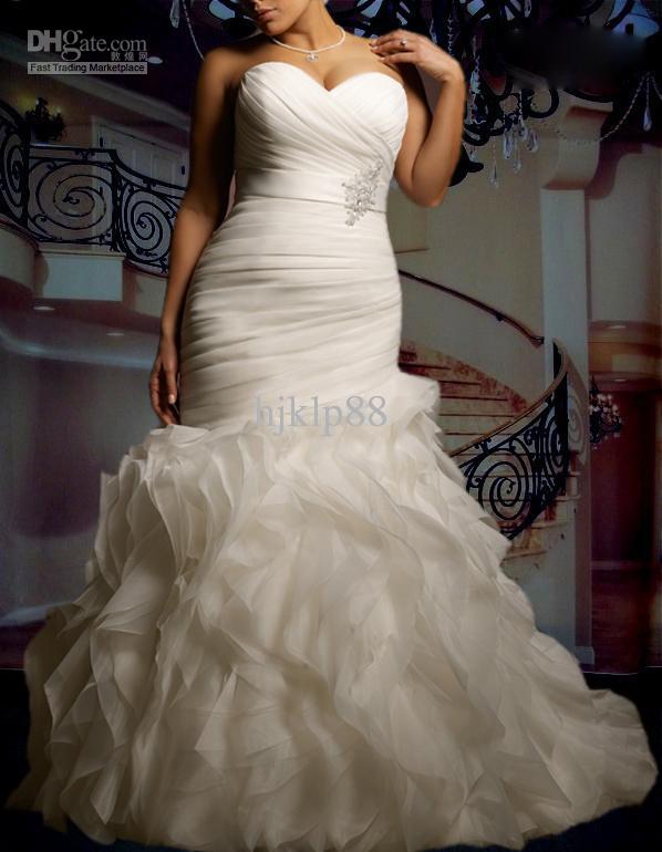 Hochzeit - Buy 2015 New Custom Plus Size Sexy Sweetheart Strapless Beautifully Organza Mermaid Wedding Dress Bridal Gown Online with the Low Price: $110.27 