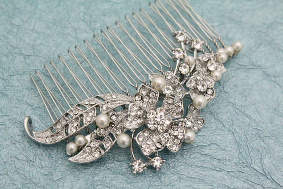 Свадьба - Vintage style bridal hair comb bridal hair jewelry wedding headpiece 1920's wedding jewelry bridal hair accessory wedding comb bridal comb