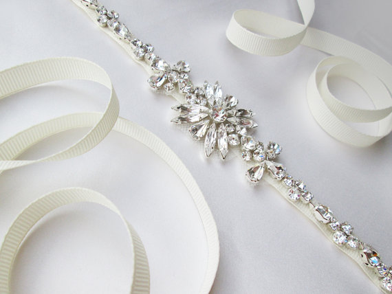 زفاف - Custom order for Ida - Bridal crystal sash, Wedding belt sash, Crystal belt, Rhinestone bridal belt, Skinny bridal belt sash