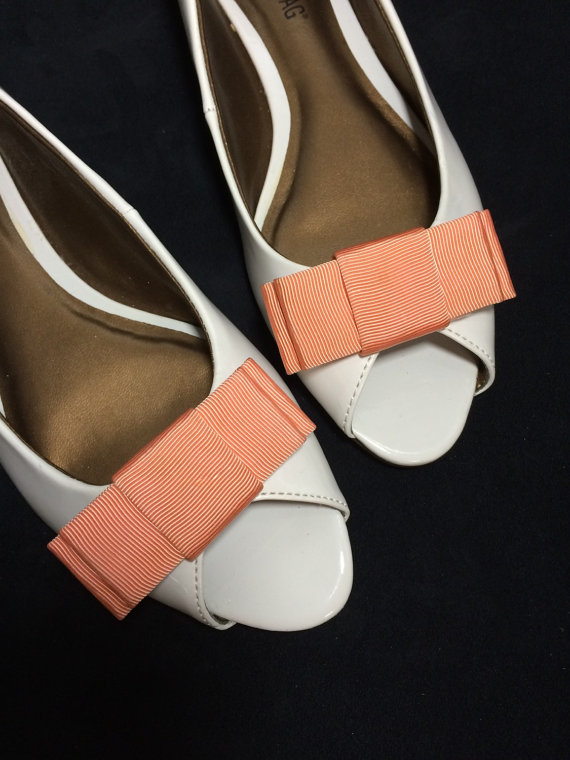 زفاف - Vintage Peach Bow Shoe Clips - by MUSI Shoe Clips Manufacturing