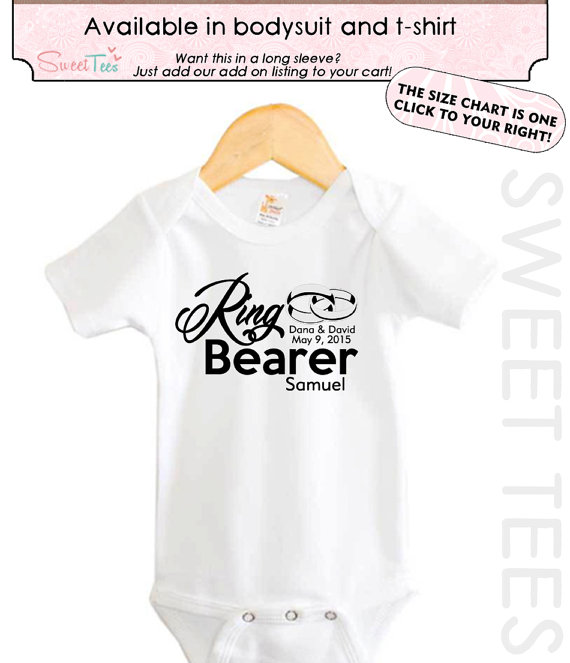 Mariage - Ring Bearer Shirt Wedding Baby Bodysuit Toddler Shirt Personalized with Names Date Wedding