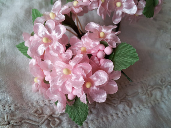زفاف - Pink fabric flowers mini bouquet hydrandgeas millinery pink wedding craft supplies wedding silk mini flowers DIY wedding floral supplies