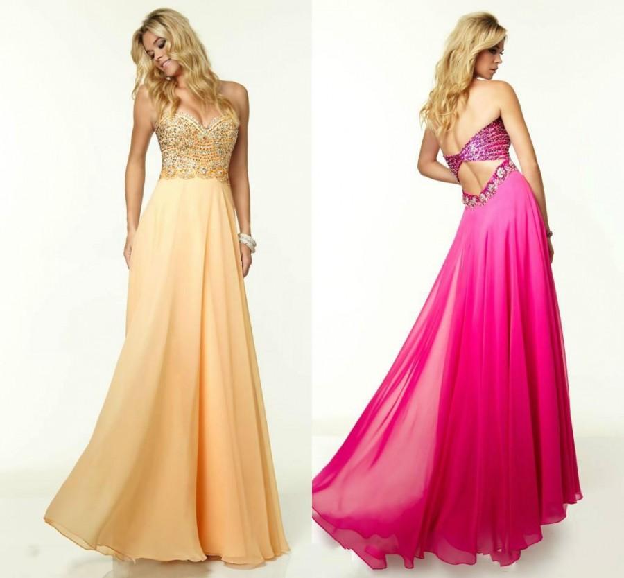 Hochzeit - 2015 Spring Color Evening Dresses A Line Sweetheart Crystal with Chiffon Backless Long Party Sleeveless Sexy Formal Prom Gowns Floor Length Online with $123.72/Piece on Hjklp88's Store 
