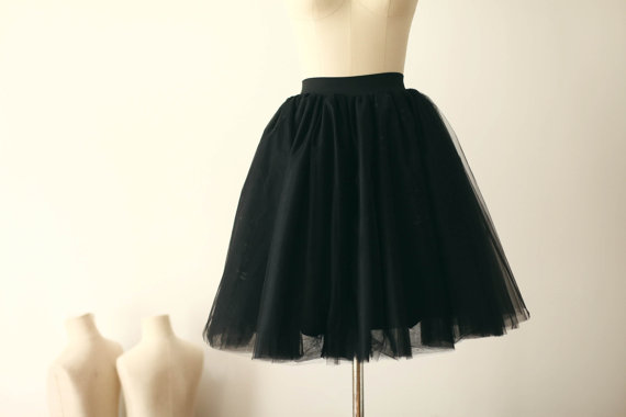 Wedding - Black Tulle Skirt Adult Women Short Skirt Bridesmaid Skirt TUTU Tulle Skirt