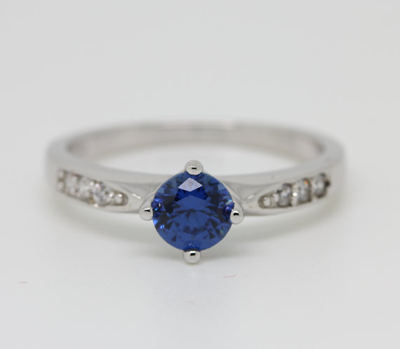 زفاف - Lab Tanzanite Solid Sterling Silver Solitaire engagement ring - handmade engagement ring - wedding ring