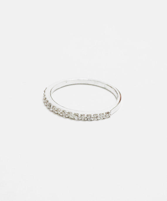 زفاف - Silver wedding ring,sterling silver,crystal ring,engagement ring,simple ring,knuckle ring,stackable ring,delicate ring,gift for her,SGR105