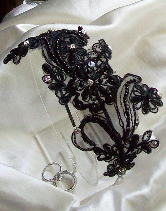 Wedding - Black Headband,Black Wedding Headband,Black Lace Wedding,Wedding,Bridal Accessories,Bridal Headband