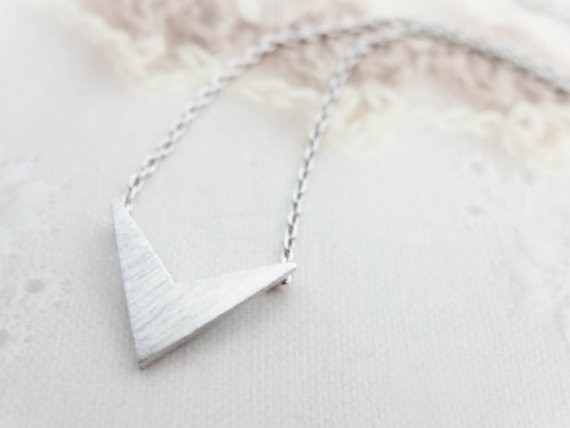 Wedding - Silver Triangle Necklace Tiny necklace Silver Tiny charm necklace Gift Bridesmaid necklace Gift mom Birthday Gift best friend Birthday
