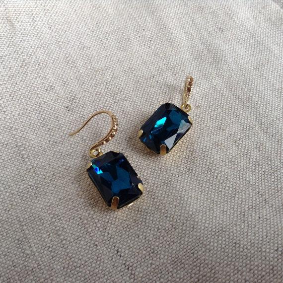 زفاف - Vintage Rhinestone Earrings, Kelly Green Crystal Earrings, Costume Jewelry, Bridal Jewelry