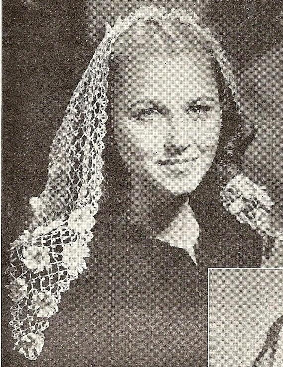 Свадьба - Fancy Fascinator Scarf Veil  - Instant Download Digital File - vintage Crochet Pattern - Pattern  77