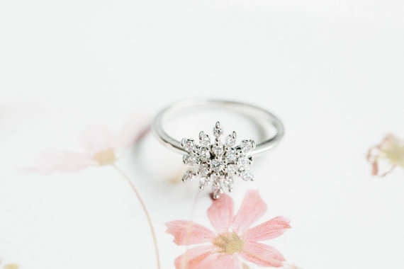Wedding - Rhinestone Snowflake Ring,bridesmaid ring,wedding and engagement ring,anniversary ring,valentines gift,womens ring,silver snowflake,SKD422