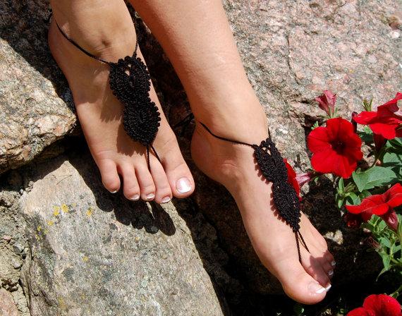 زفاف - Crochet Barefoot Sandals, Beach Shoes,Anklet, Wedding Accessories, Nude Shoes, Yoga socks, Foot Jewelry
