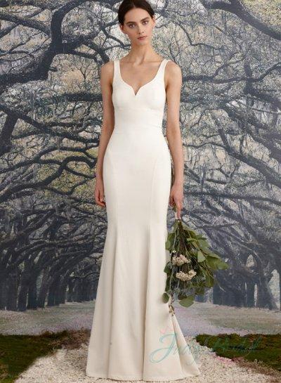 Mariage - JW16044 sexy low back simple sheath wedding dress 2016