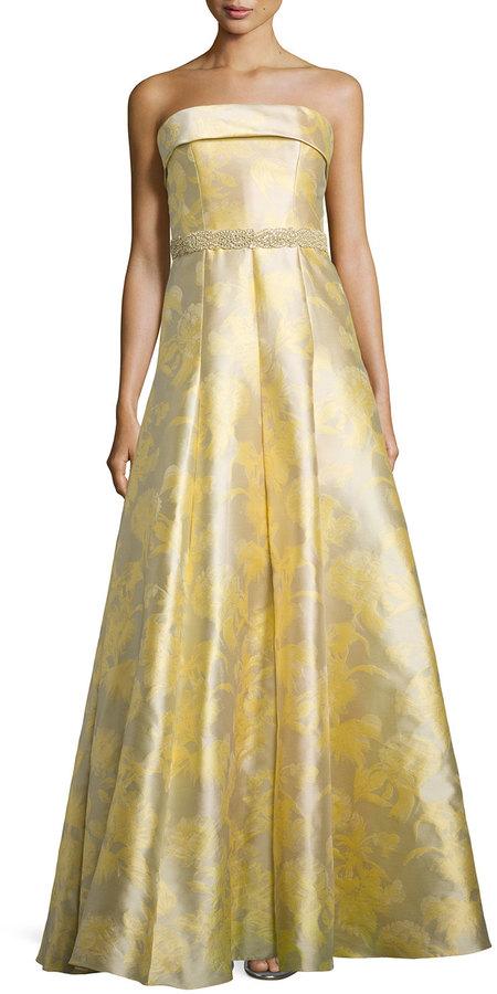 Wedding - Carmen Marc Valvo Strapless Floral Printed Ball Gown