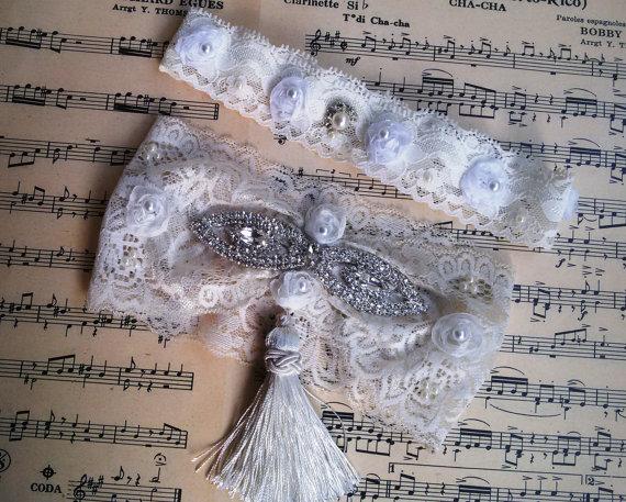 Hochzeit - Wedding leg garter, Wedding accessoaries, Bridal garter set, Bridal lace, Of white lace garter, Wedding leg , Wedding of white garter