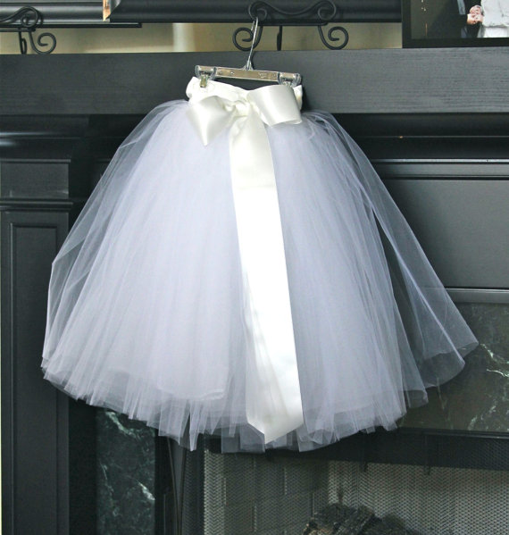 Mariage - White flower girl tutu dress for weddings, flower girl dresses, sewn tutus, chic tutus, luxurious tutus