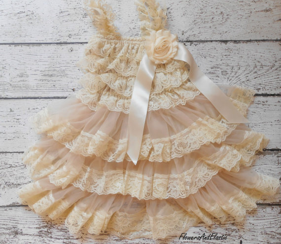 Mariage - Large Size, Beige lace Dress , and set,Lace Flower girl dress ,Baby Lace Dress,Lace Dress, Ivory Lace dress