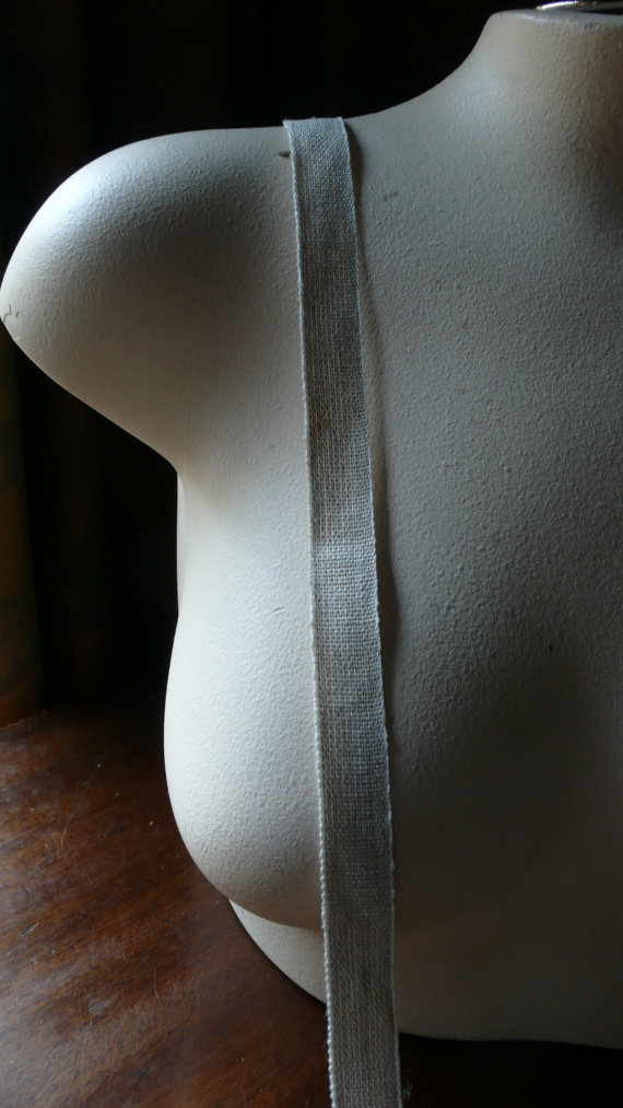 زفاف - 2 yds. Linen Ribbon In Natural & Cream 16mm from France for Bridal Invitations, Favors, Bouquets, Boutonnieres