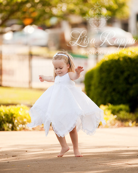 Wedding - Linen and Lace  Fairytale dress... Made to order - Size 1-5 years..Flower girl dress