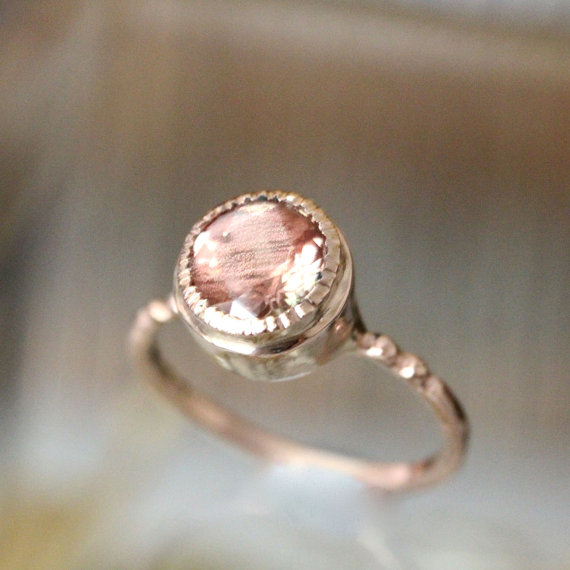 زفاف - Oregon Sunstone 14K Rose Gold Ring, Engagement Ring, Gemstone Ring, Stacking Ring, Anniversary Ring, Eco Friendly - Made To Order