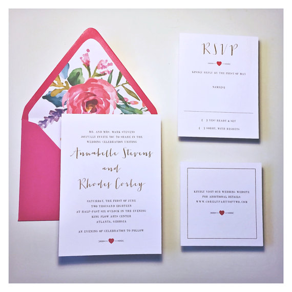 Wedding - Annabelle Design, Modern, Stylish, Heart, Arrow, Floral, Flower, Classic, Bright, Chic, Vogue, Wedding Invitation