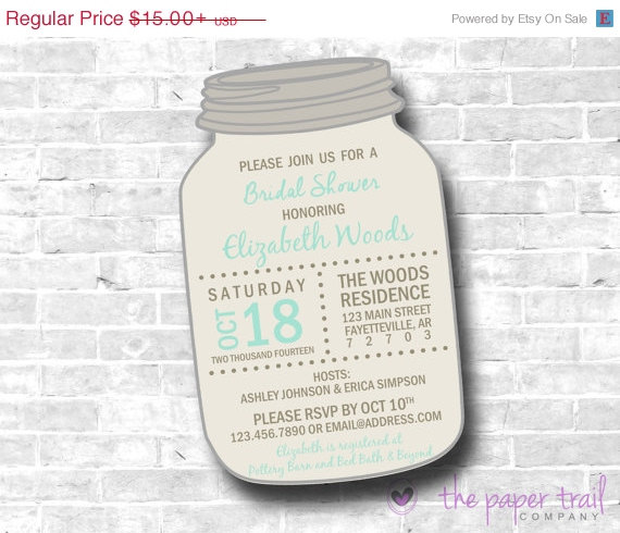 زفاف - Mason Jar Cut Out Invitation, Printable Mason Jar Invitation, Baby Shower, Bridal Shower, Wedding Shower