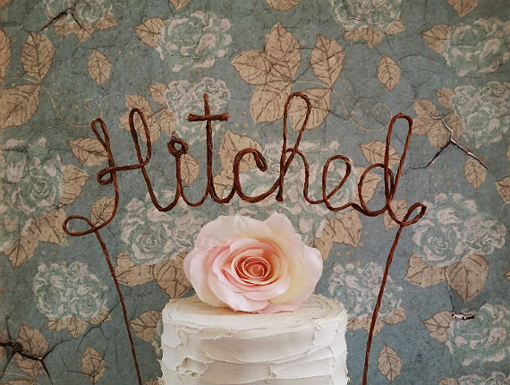 Wedding - Rustic HITCHED Cake Topper Banner - Rustic Wedding Decoration, Shabby Chic Wedding, Barn Wedding Cake Topper, Garden Party