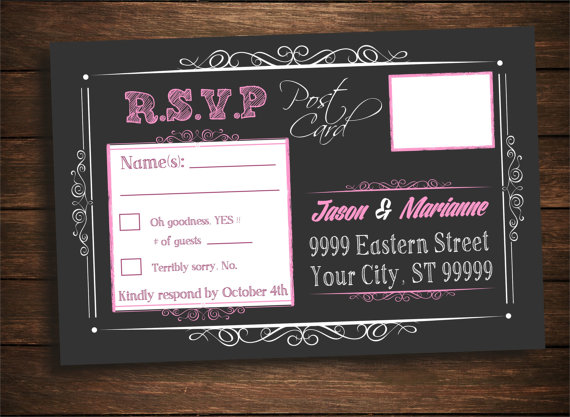 Mariage - Baby Shower Girl Wedding Bridal Birthday Pink RSVP Post Card Digital Invite Invitation- Print at Home - Printable