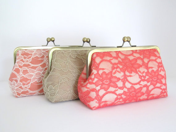 Mariage - SALE, 10% OFF,Bridal Silk And Lace Clutch Set Of 3,Mix And Match Lace Clutches,Wedding Clutch,Lace Clutch-Bridal Clutch-Bridesmaid Clutches