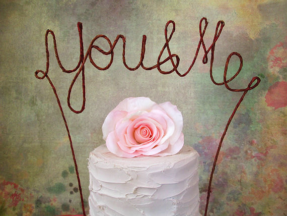 Mariage - YOU & ME - Wedding Cake Topper Banner - Rustic Wedding Cake Topper, Shabby Chic Wedding, Garden Party