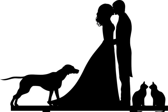 Wedding - Wedding Cake Topper Silhouette Groom and Bride, Acrylic Cake Topper