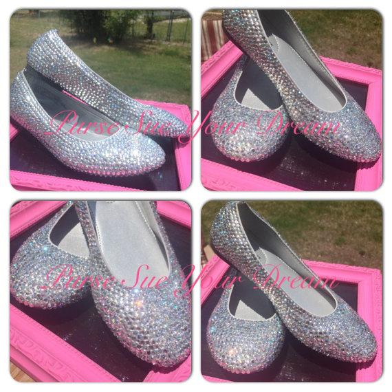Свадьба - Custom Crystal Rhinestone Ballet Flat Shoes - Wedding Shoes - Bridal Shoes - Prom Shoes - Bridesmaid Shoes - Designed In Any Color Crystal