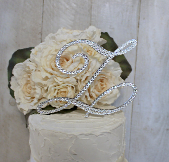5 Monogram Wedding Cake Topper Initial In Swarovski Crystals In Any