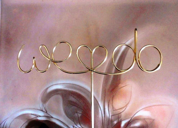 Hochzeit - Cake Topper Silver, Wedding Cake Topper We Do with Heart, Gold Cake Topper, Custom Wire - We Do