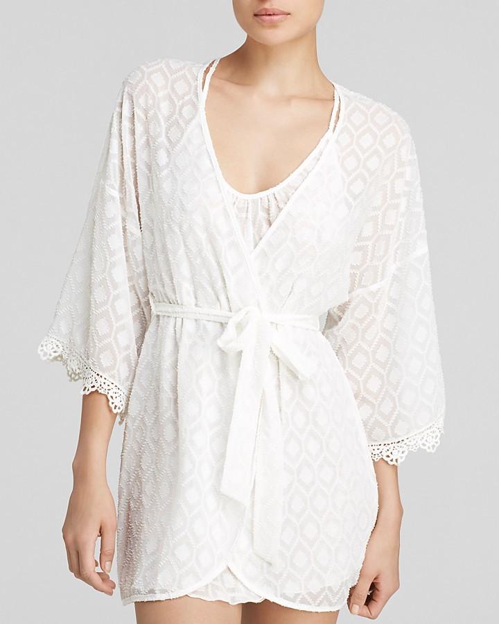 Mariage - In Bloom by Jonquil Mosaic Chiffon with Crochet Lace Wrap Robe