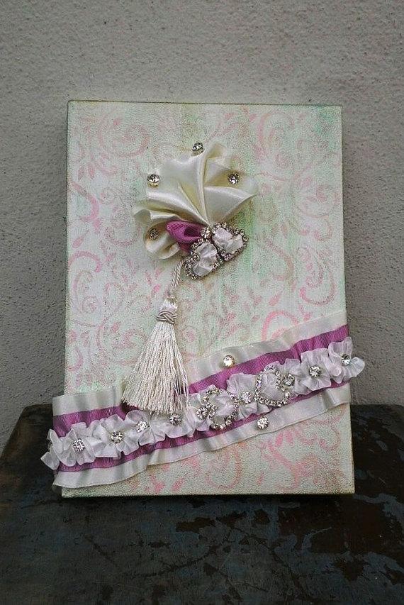 Wedding - Wedding, Paper Goods, Wedding Accessories, İvory lace guest book,Wintage guest book , Guest book and ribbon