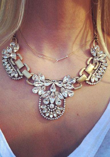 Wedding - Starra Crystal Necklace - Gold   Ice