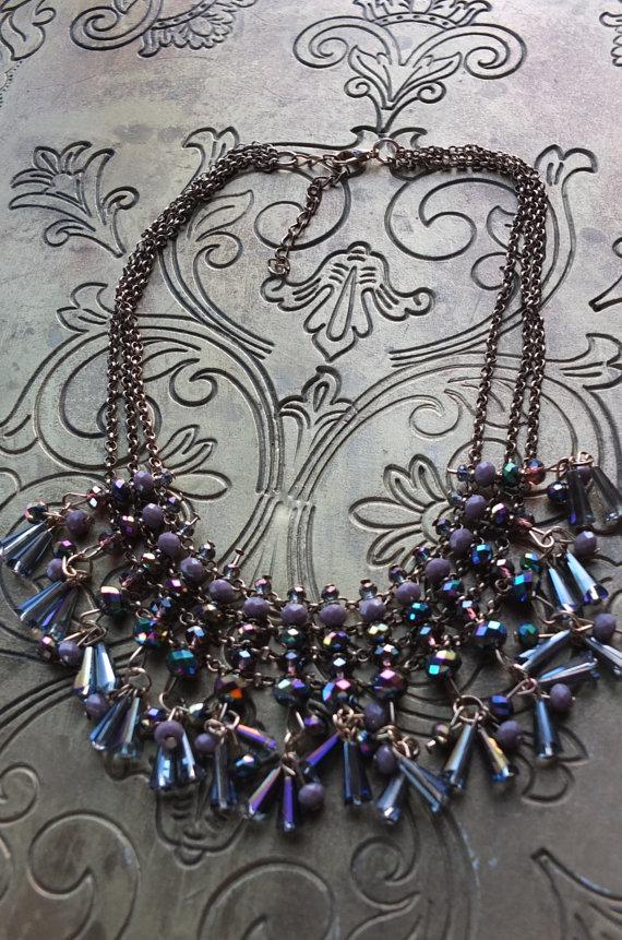 Hochzeit - Purple teardrop wedding necklace bridesmaids gift jewelry
