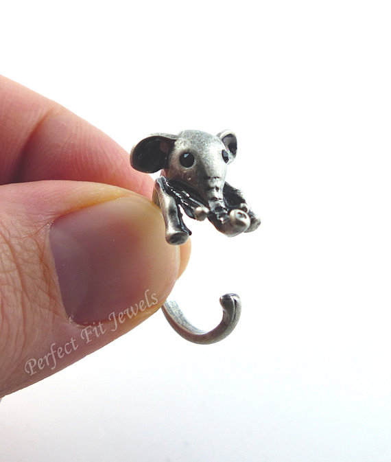 Mariage - Elephant ring - Cute wrap ring jewelry- Elephant ring is  Antique silver - Weddings - Birthdays - bridesmaids and more -  Handmade # 0019