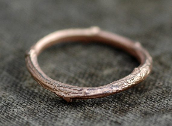 زفاف - 14k Gold Branch Ring- Twig Band, Custom Made Wedding or Engagement Ring in Rose, Yellow, or White Gold